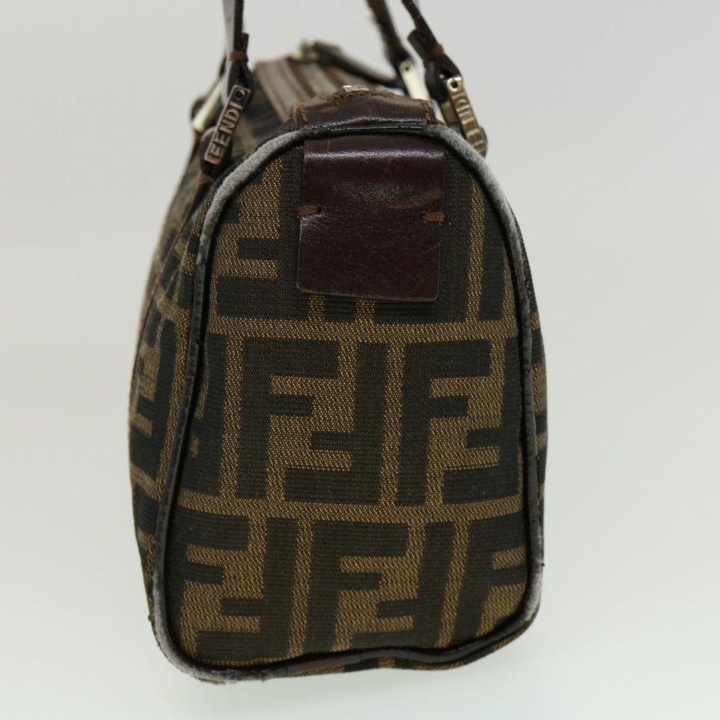 FENDI Zucca Canvas Hand Bag Black Brown rd2254