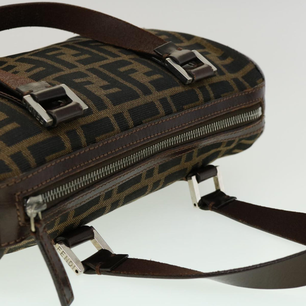 FENDI Zucca Canvas Hand Bag Black Brown rd2254