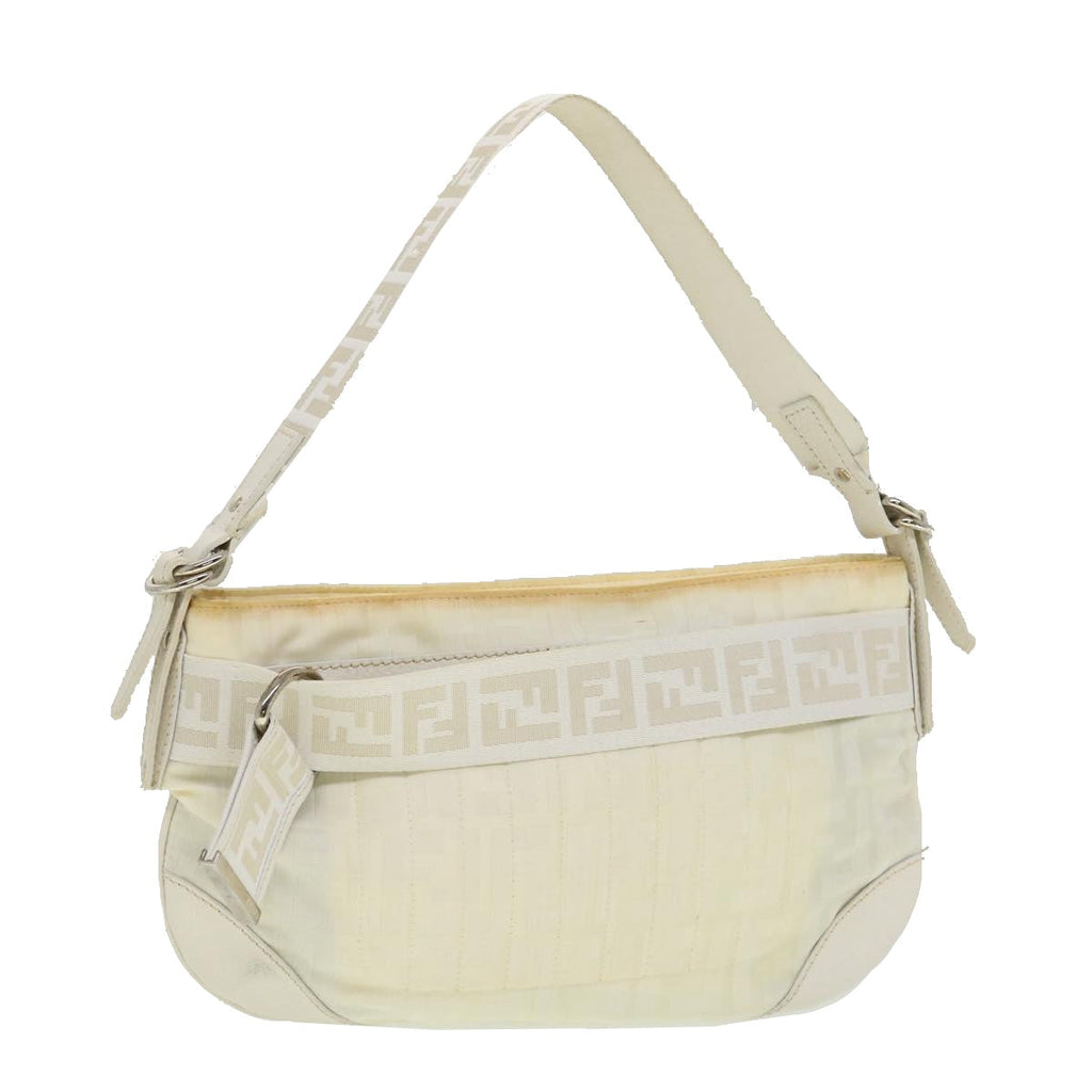 FENDI Zucca Canvas Shoulder Bag White rd2256