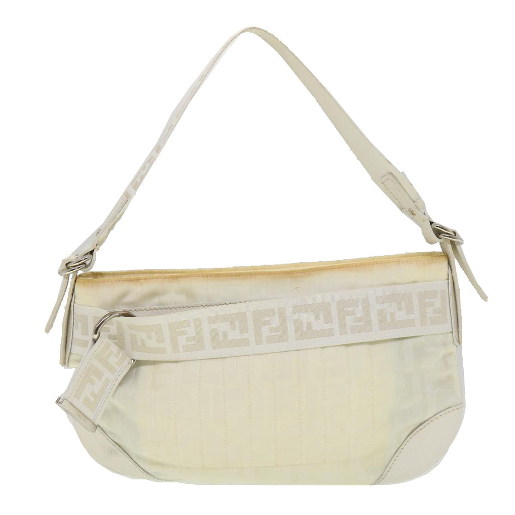 FENDI Zucca Canvas Shoulder Bag White rd2256