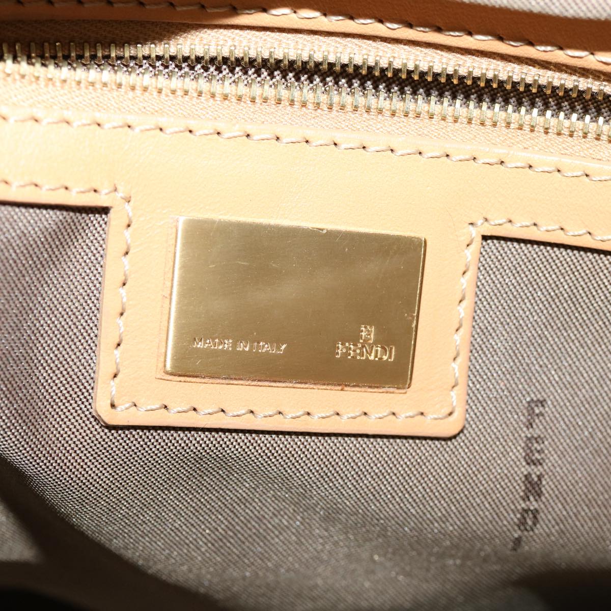 FENDI Zucchino Canvas Shoulder Bag Khaki rd2328