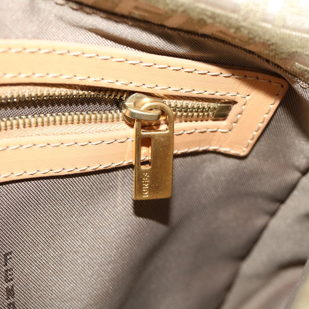 FENDI Zucchino Canvas Shoulder Bag Khaki rd2328