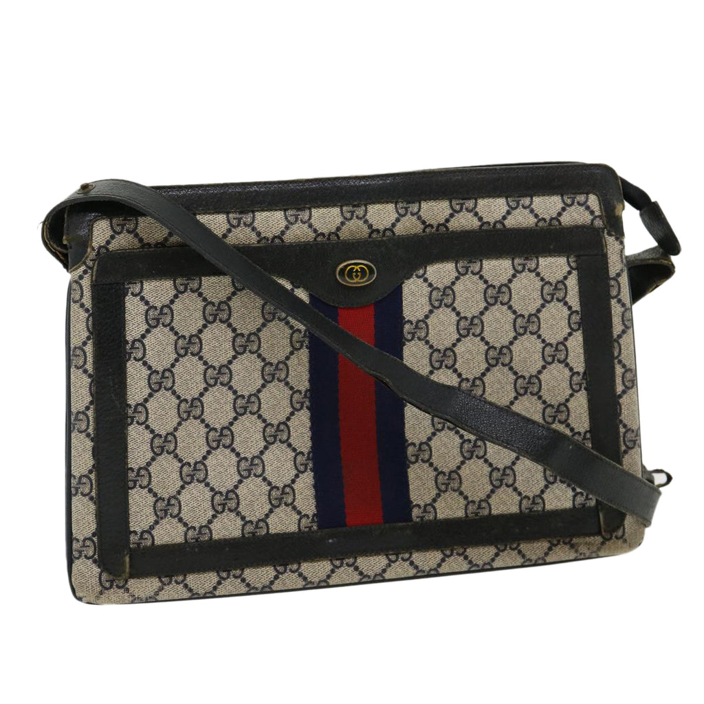 GUCCI GG Canvas Sherry Line Shoulder Bag Beige Red Navy 1402013 rd2346