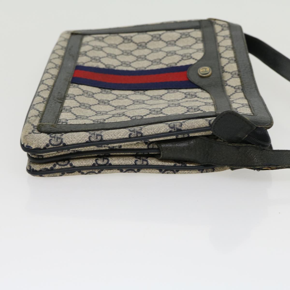 GUCCI GG Canvas Sherry Line Shoulder Bag Beige Red Navy 1402013 rd2346
