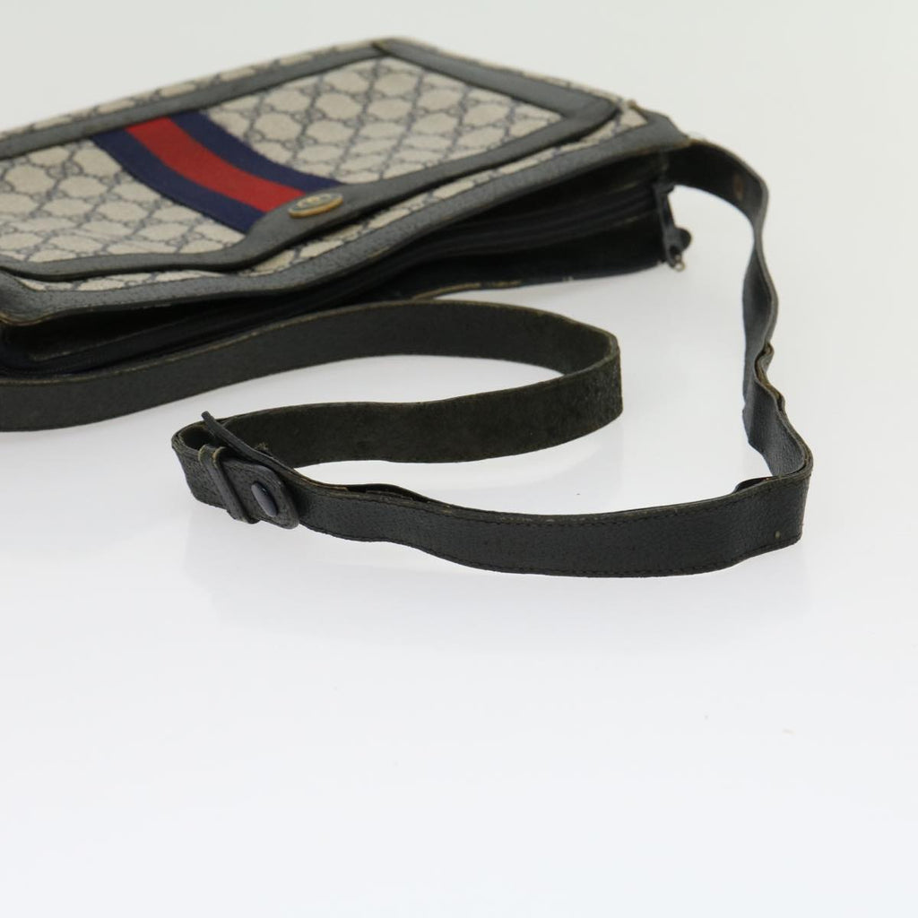 GUCCI GG Canvas Sherry Line Shoulder Bag Beige Red Navy 1402013 rd2346