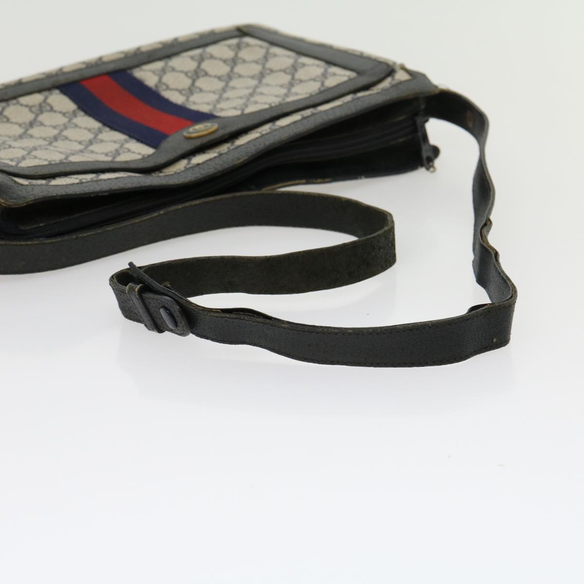 GUCCI GG Canvas Sherry Line Shoulder Bag Beige Red Navy 1402013 rd2346