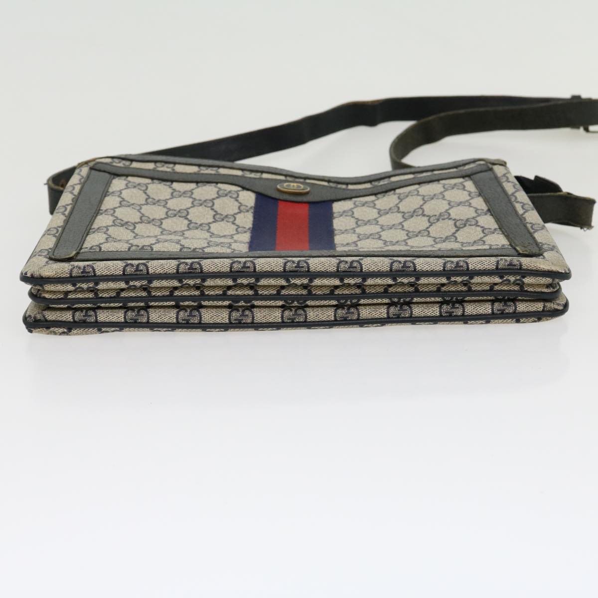 GUCCI GG Canvas Sherry Line Shoulder Bag Beige Red Navy 1402013 rd2346