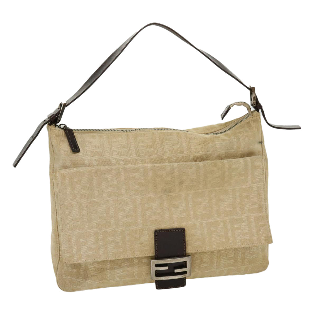 FENDI Zucca Canvas Mamma bucket Shoulder Bag Beige rd2367