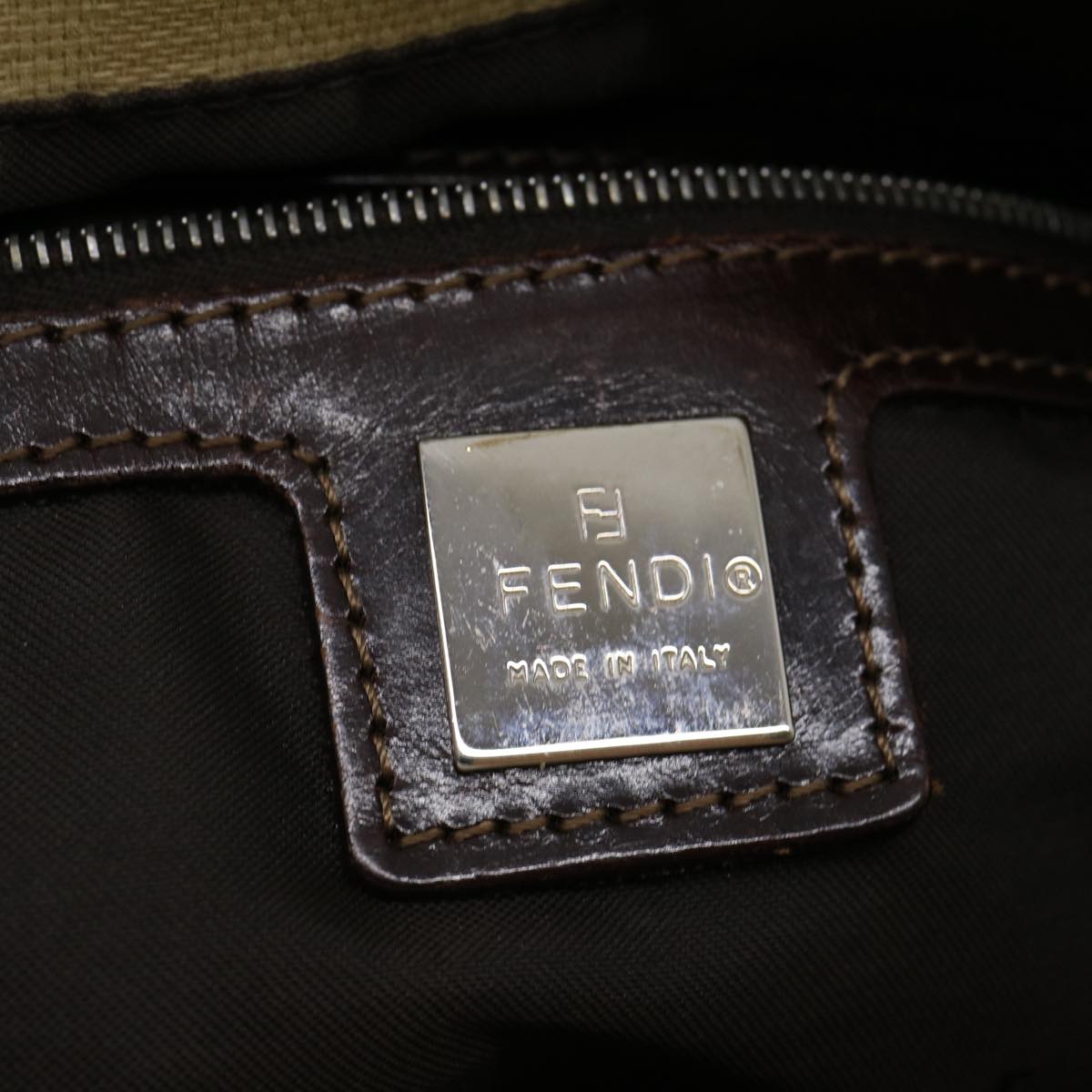 FENDI Zucca Canvas Mamma bucket Shoulder Bag Beige rd2367