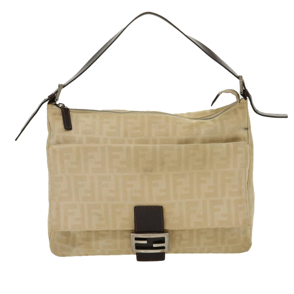 FENDI Zucca Canvas Mamma bucket Shoulder Bag Beige rd2367