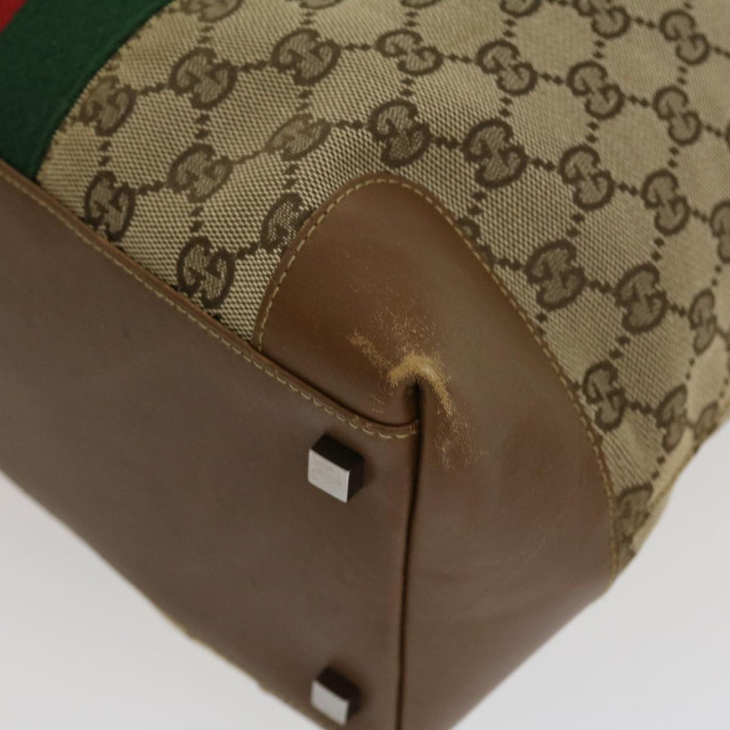 GUCCI GG Canvas Web Sherry Line Hand Bag Beige Red Green 20580025100 rd2378