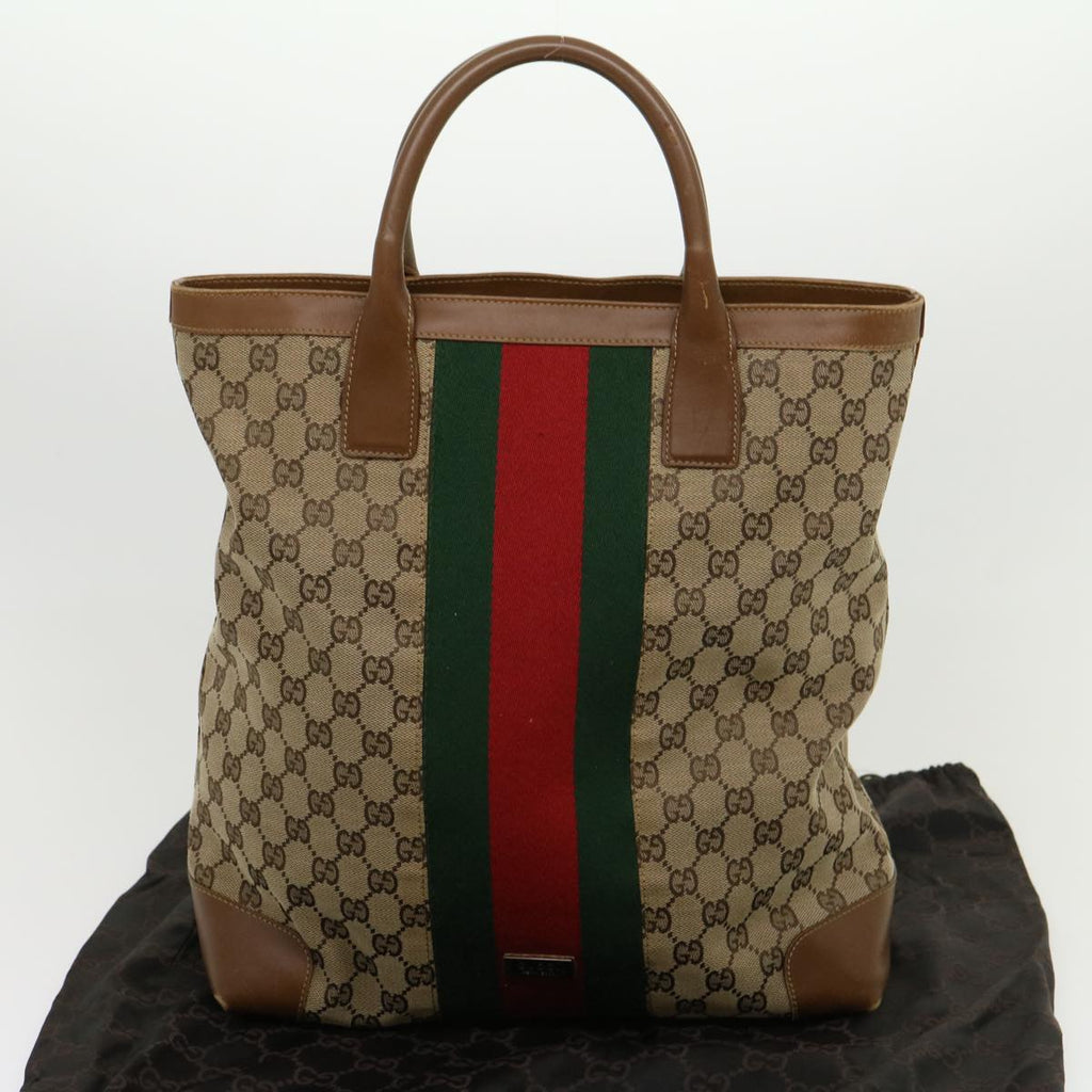 GUCCI GG Canvas Web Sherry Line Hand Bag Beige Red Green 20580025100 rd2378