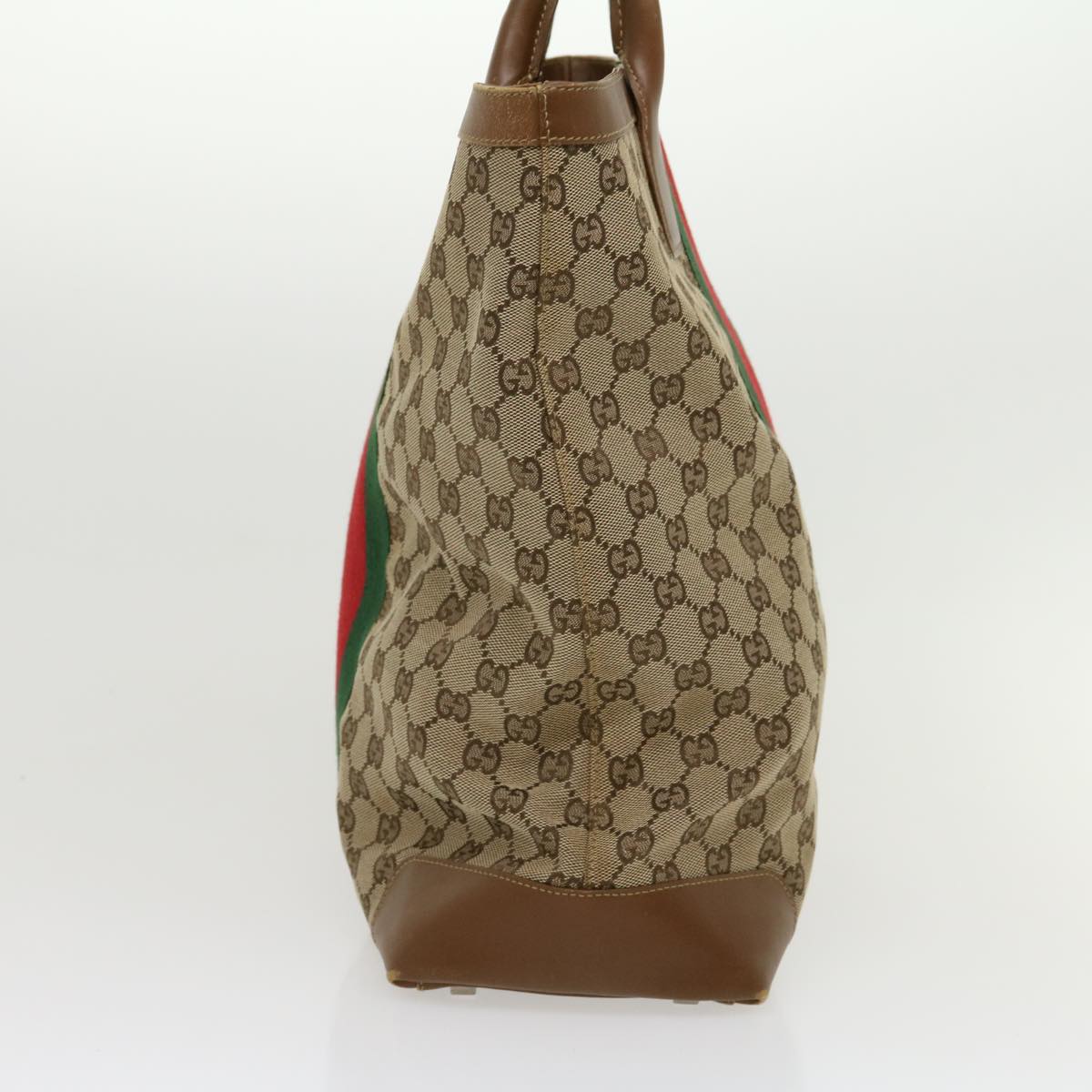 GUCCI GG Canvas Web Sherry Line Hand Bag Beige Red Green 20580025100 rd2378