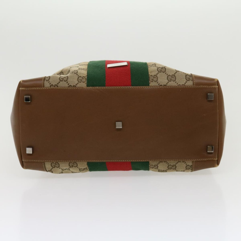 GUCCI GG Canvas Web Sherry Line Hand Bag Beige Red Green 20580025100 rd2378