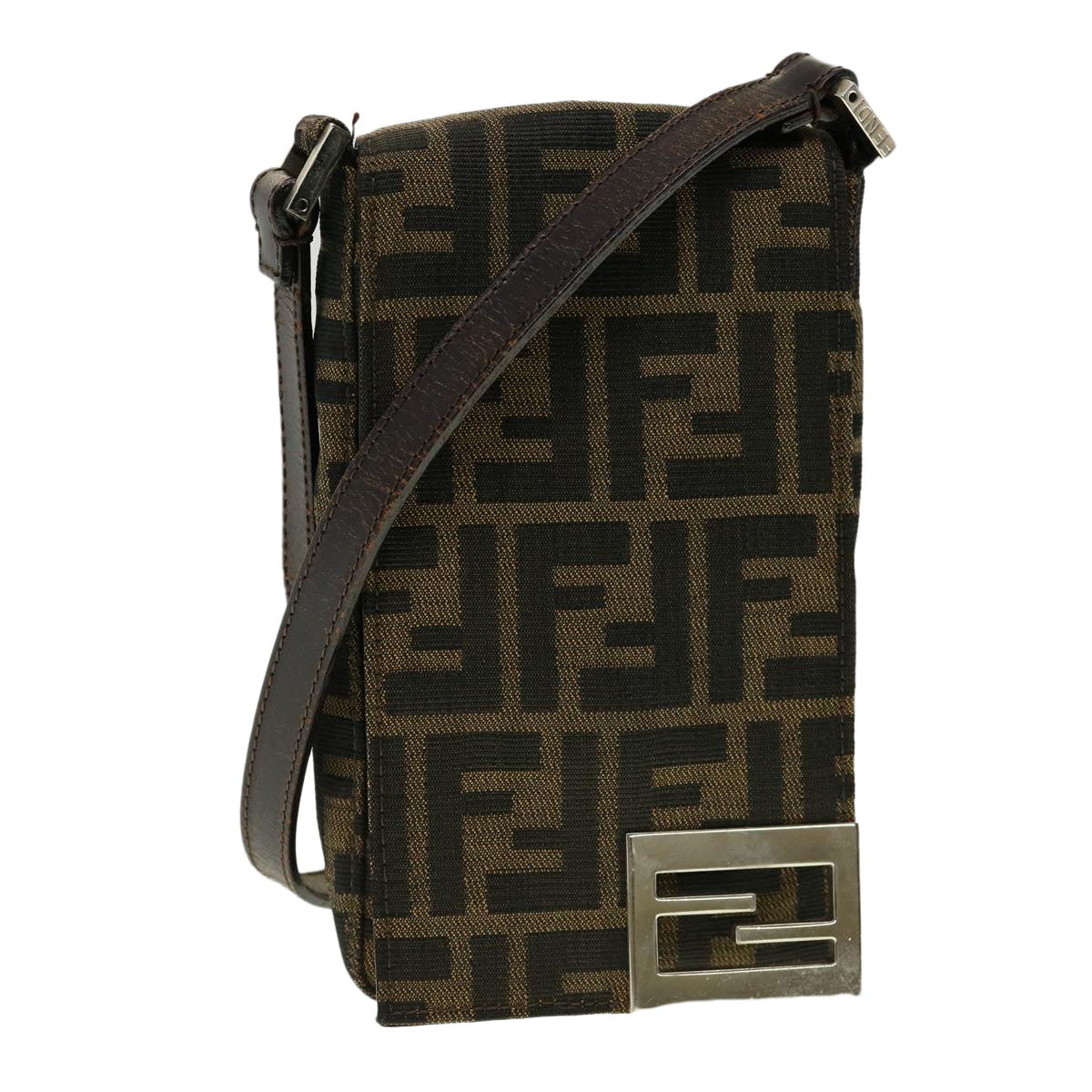 FENDI Zucca Canvas Shoulder Bag Brown rd2454