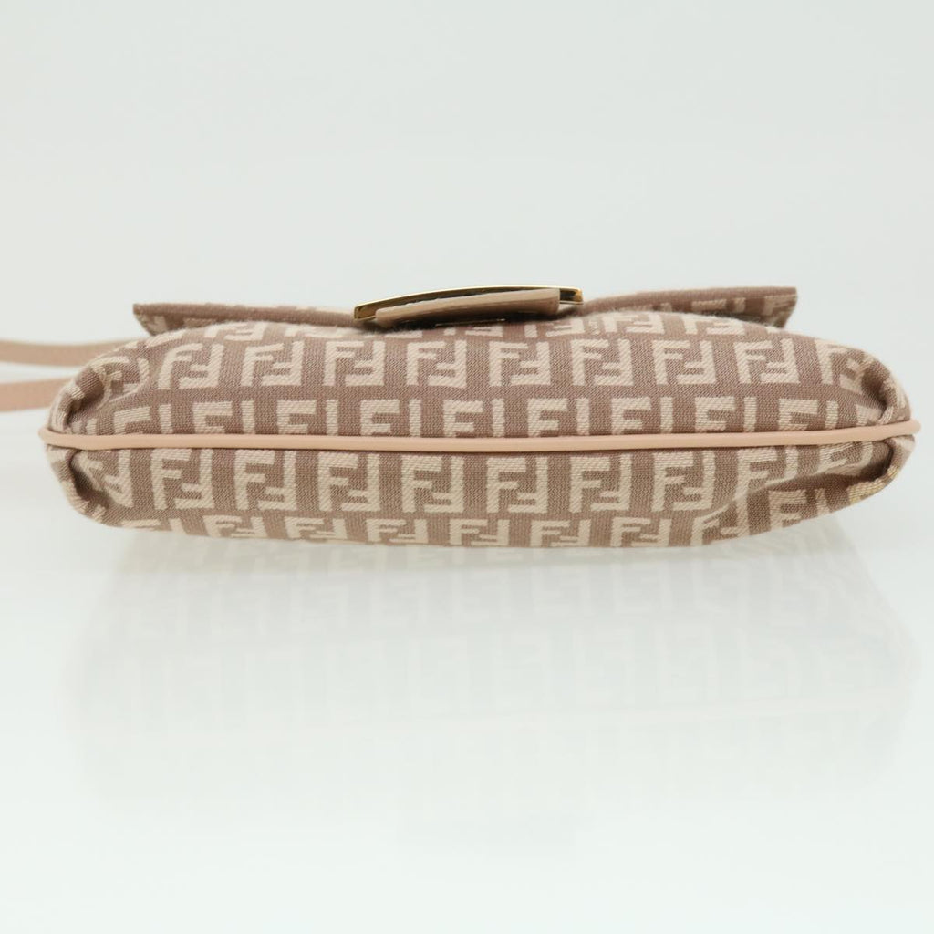 FENDI Zucchino Canvas Shoulder Bag Pink rd2782