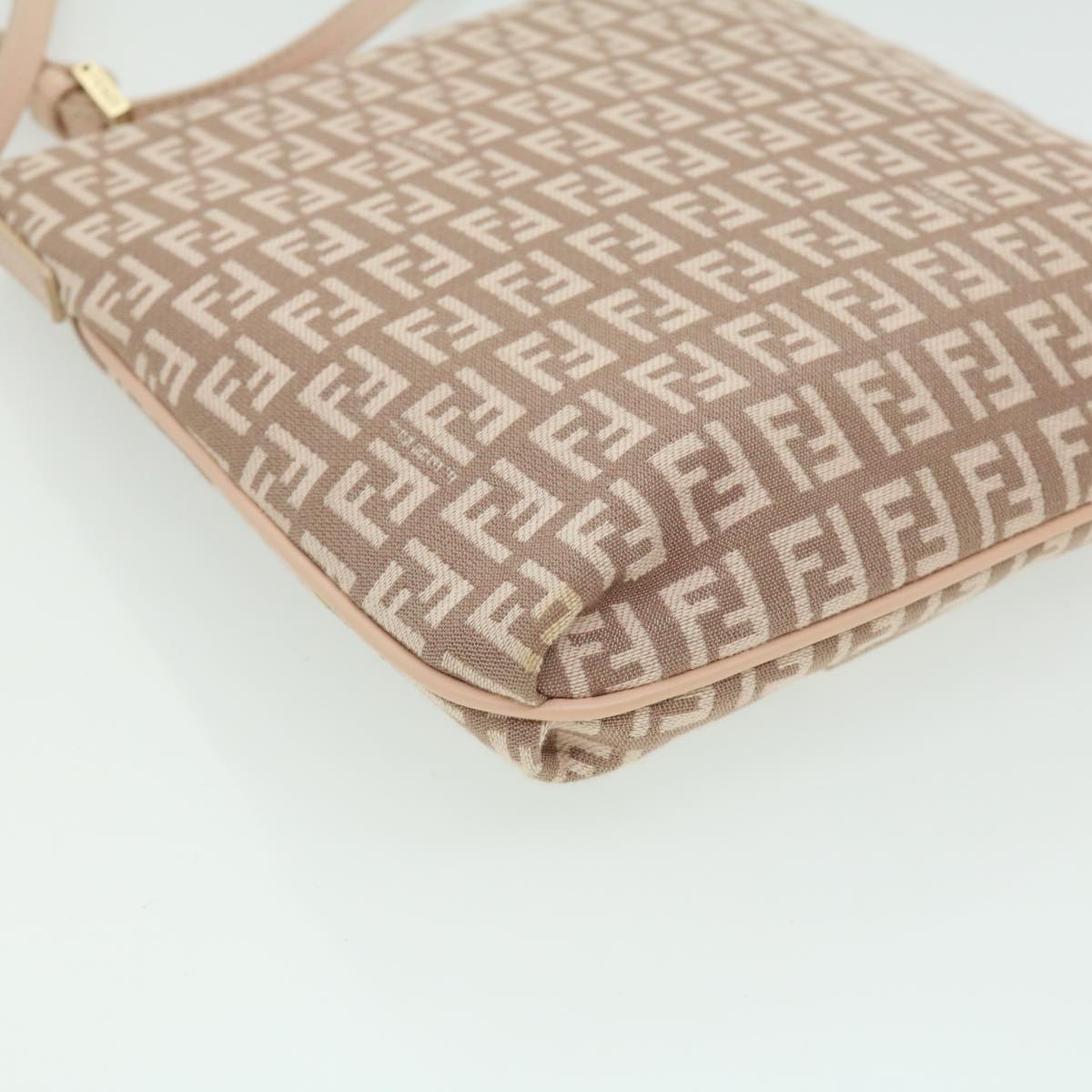 FENDI Zucchino Canvas Shoulder Bag Pink rd2782