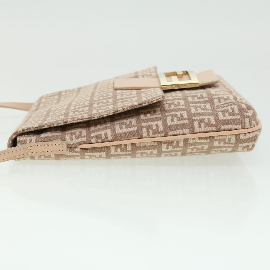 FENDI Zucchino Canvas Shoulder Bag Pink rd2782