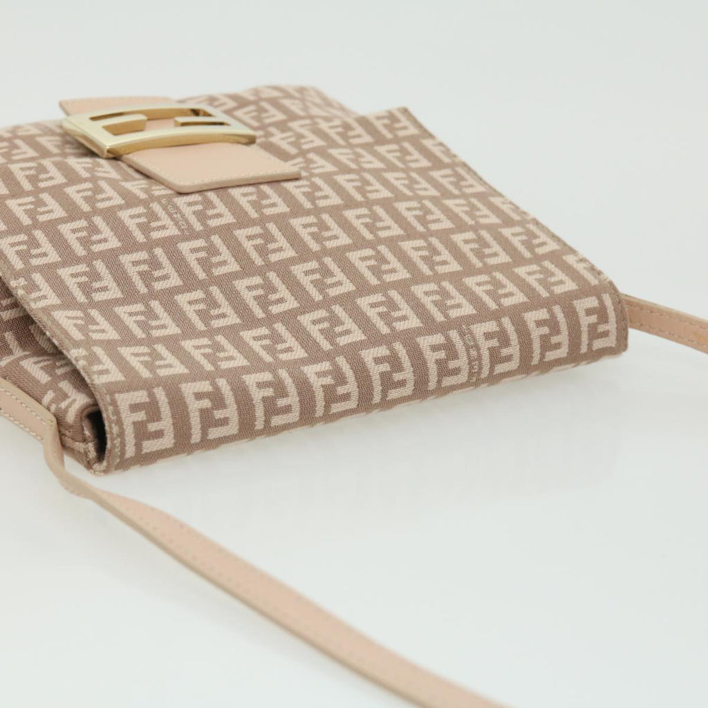 FENDI Zucchino Canvas Shoulder Bag Pink rd2782