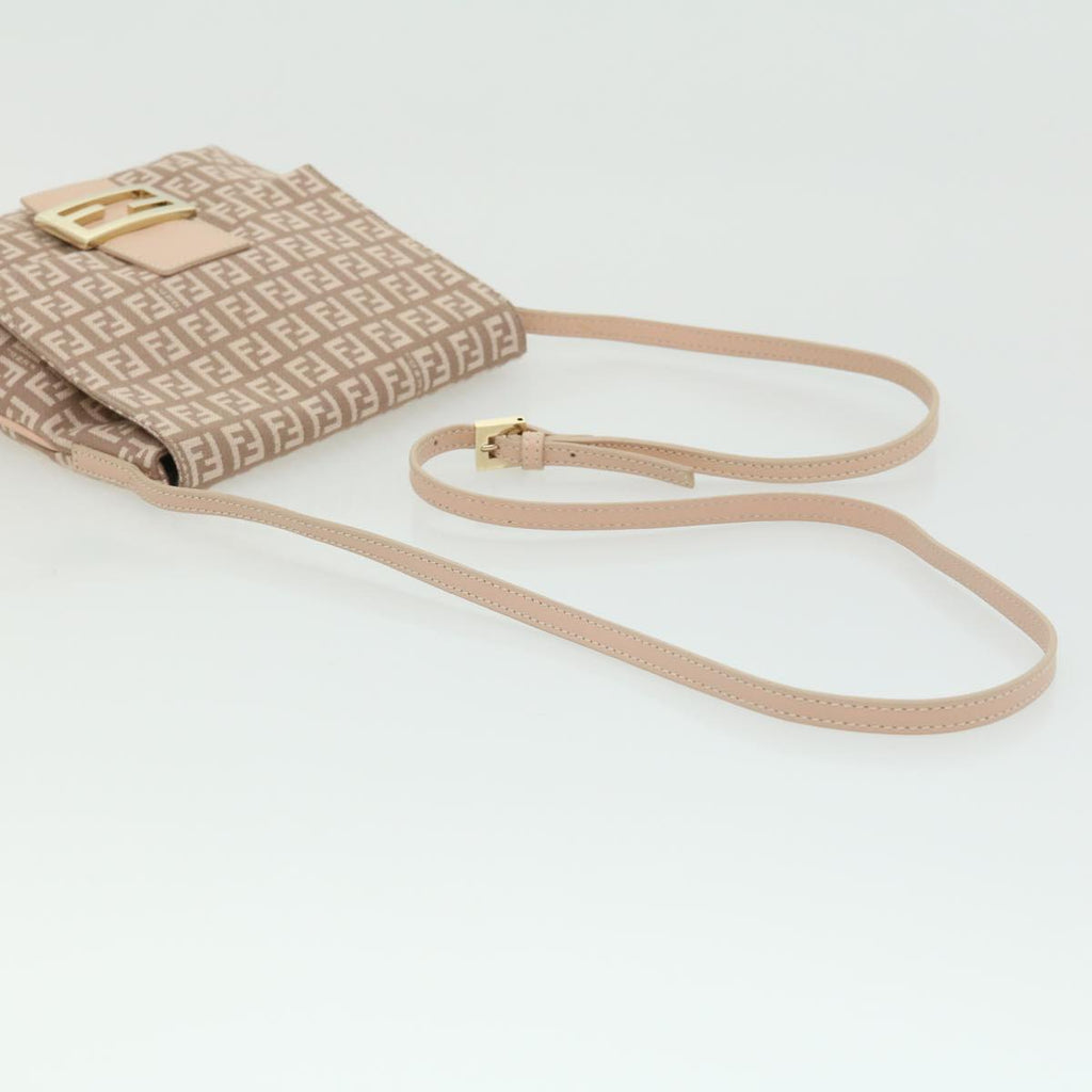 FENDI Zucchino Canvas Shoulder Bag Pink rd2782