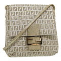 FENDI Zucchino Canvas Shoulder Bag Champagne Gold rd2783