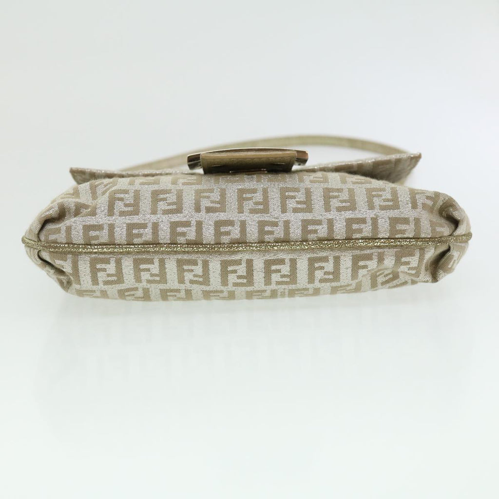 FENDI Zucchino Canvas Shoulder Bag Champagne Gold rd2783