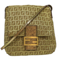 FENDI Zucchino Canvas Shoulder Bag Gold rd2792