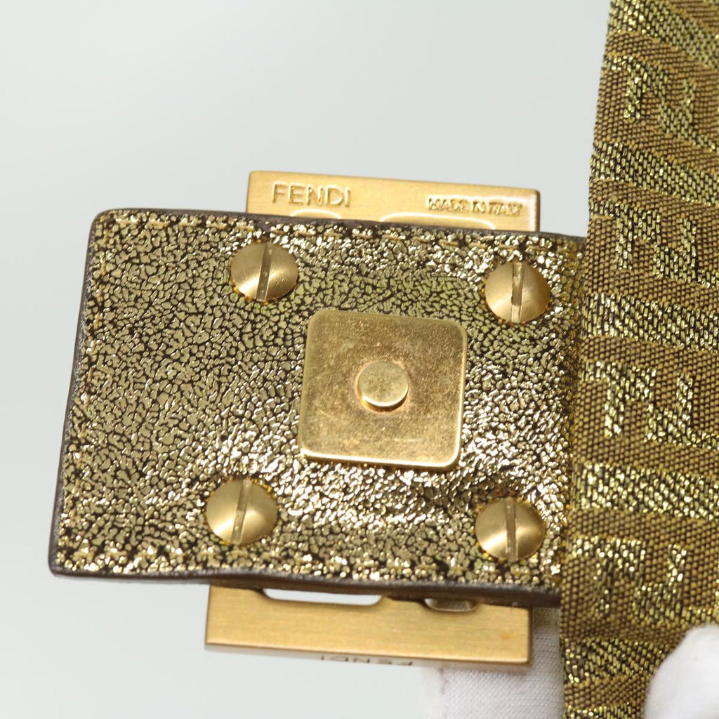 FENDI Zucchino Canvas Shoulder Bag Gold rd2792