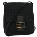 FENDI Zucchino Canvas Shoulder Bag Black rd2796
