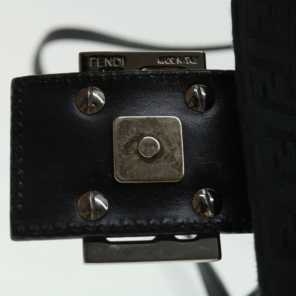 FENDI Zucchino Canvas Shoulder Bag Black rd2796