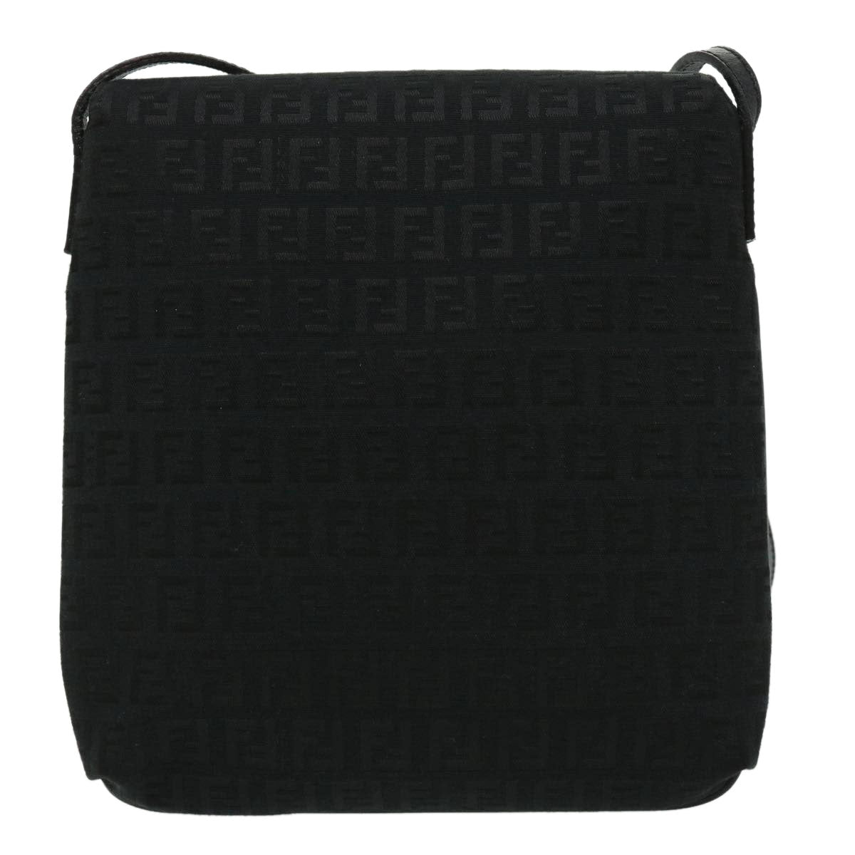 FENDI Zucchino Canvas Shoulder Bag Black rd2796
