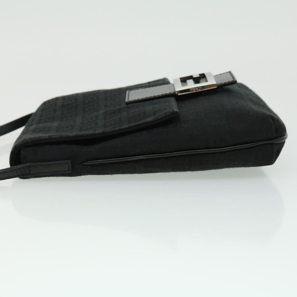 FENDI Zucchino Canvas Shoulder Bag Black rd2796