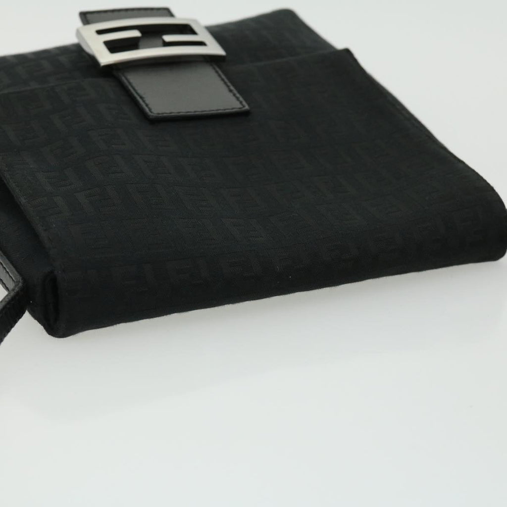 FENDI Zucchino Canvas Shoulder Bag Black rd2796