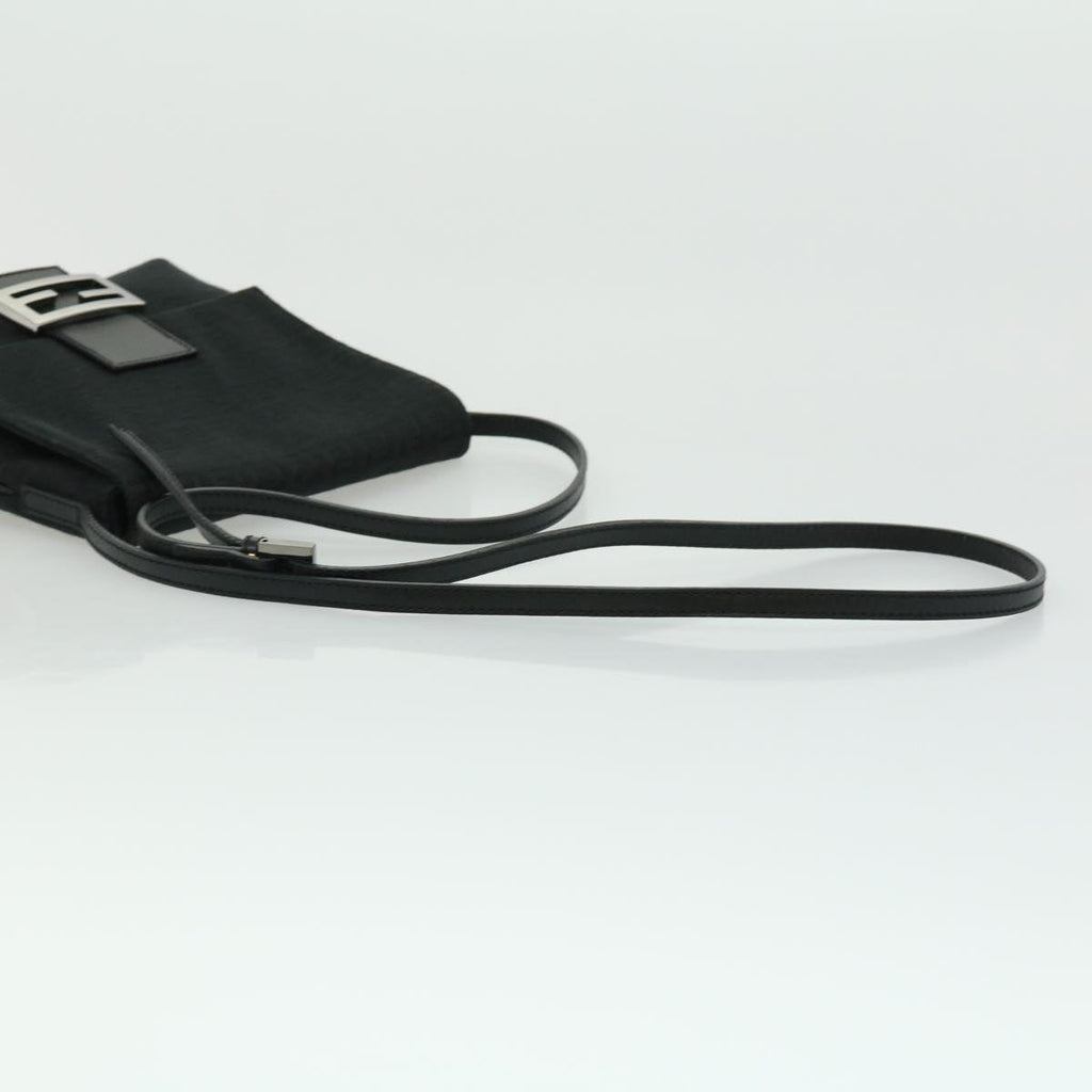 FENDI Zucchino Canvas Shoulder Bag Black rd2796