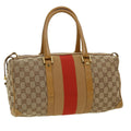 GUCCI GG Canvas Sherry Line Hand Bag Beige Red Brown 0000846002113 rd2865