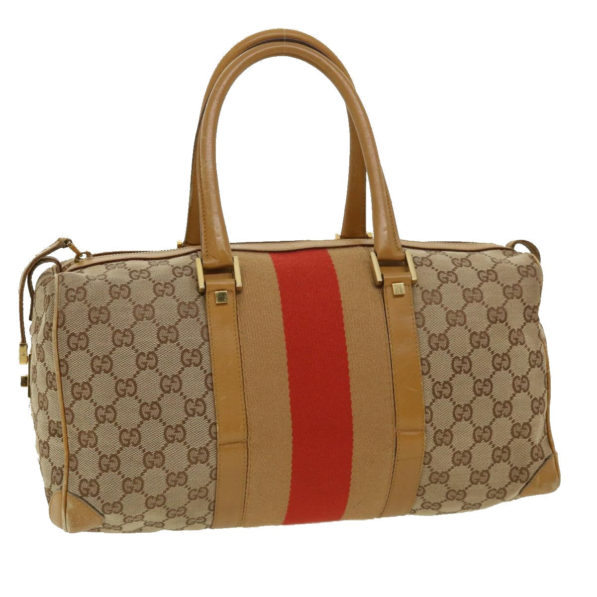 GUCCI GG Canvas Sherry Line Hand Bag Beige Red Brown 0000846002113 rd2865