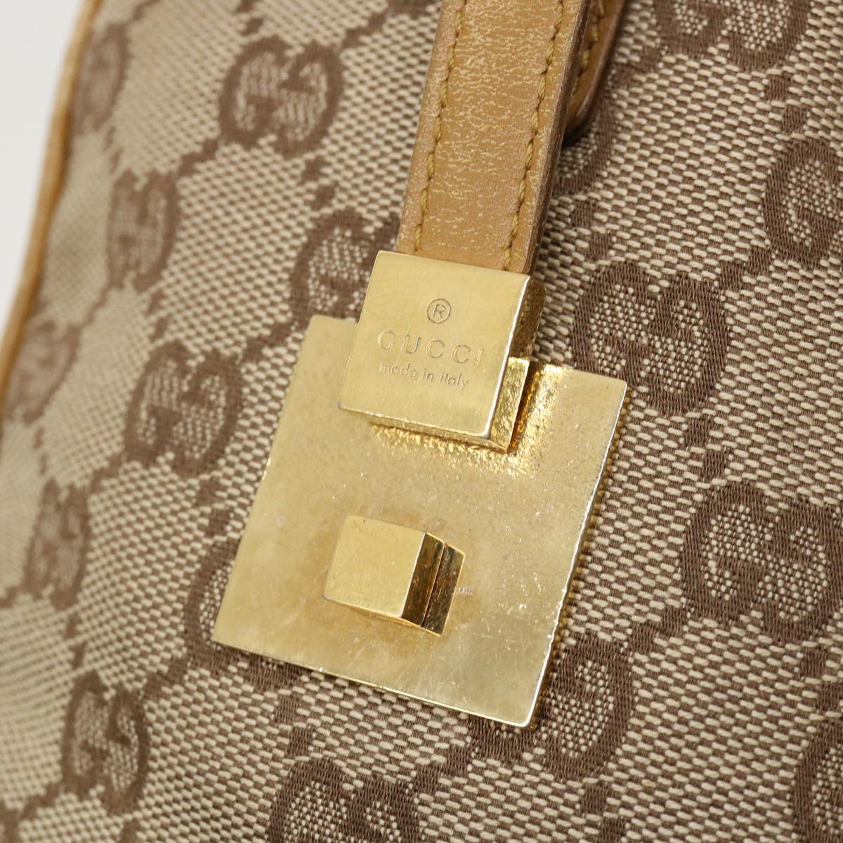 GUCCI GG Canvas Sherry Line Hand Bag Beige Red Brown 0000846002113 rd2865