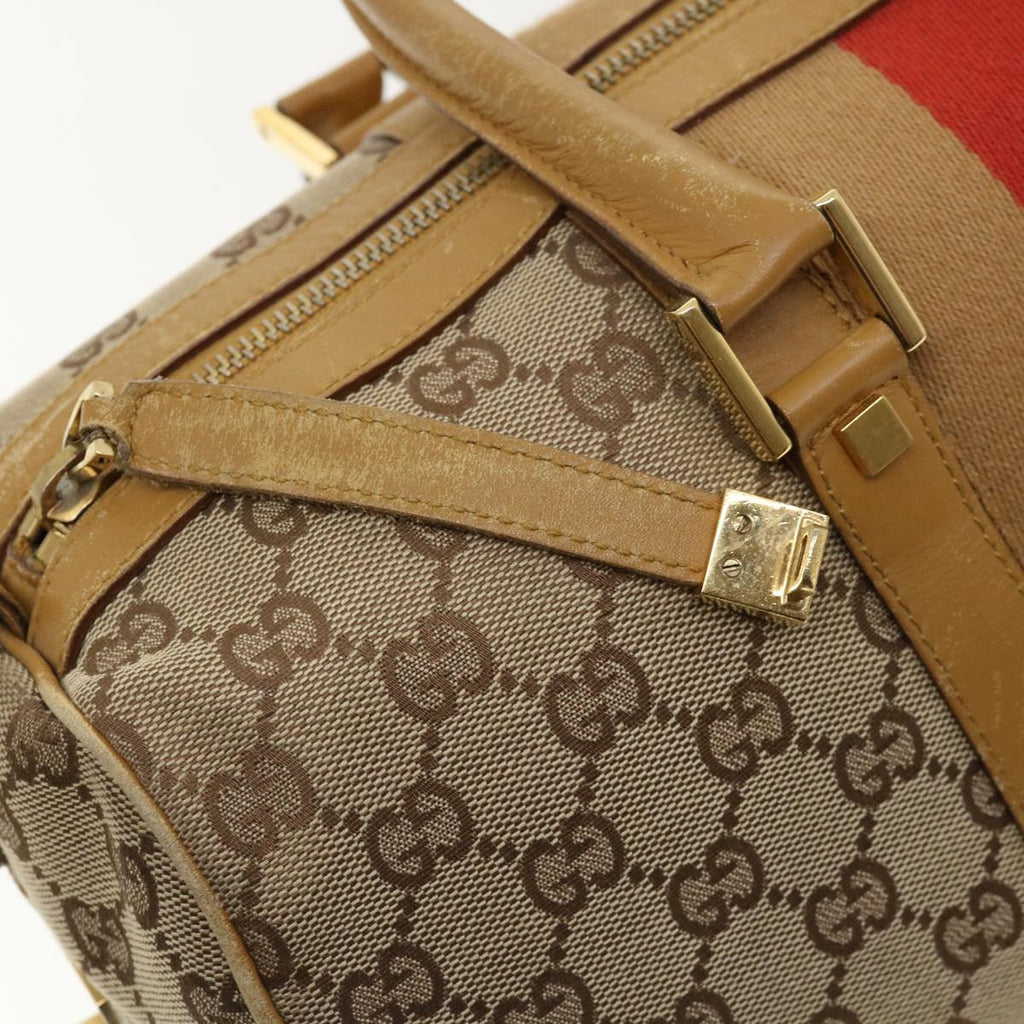 GUCCI GG Canvas Sherry Line Hand Bag Beige Red Brown 0000846002113 rd2865