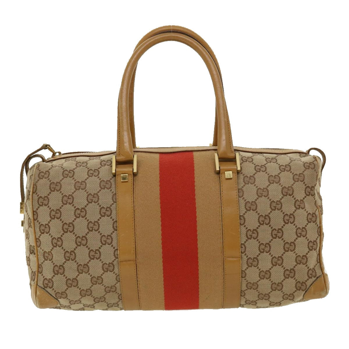 GUCCI GG Canvas Sherry Line Hand Bag Beige Red Brown 0000846002113 rd2865