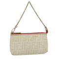 FENDI Zucca Canvas Chain Pouch White rd2884