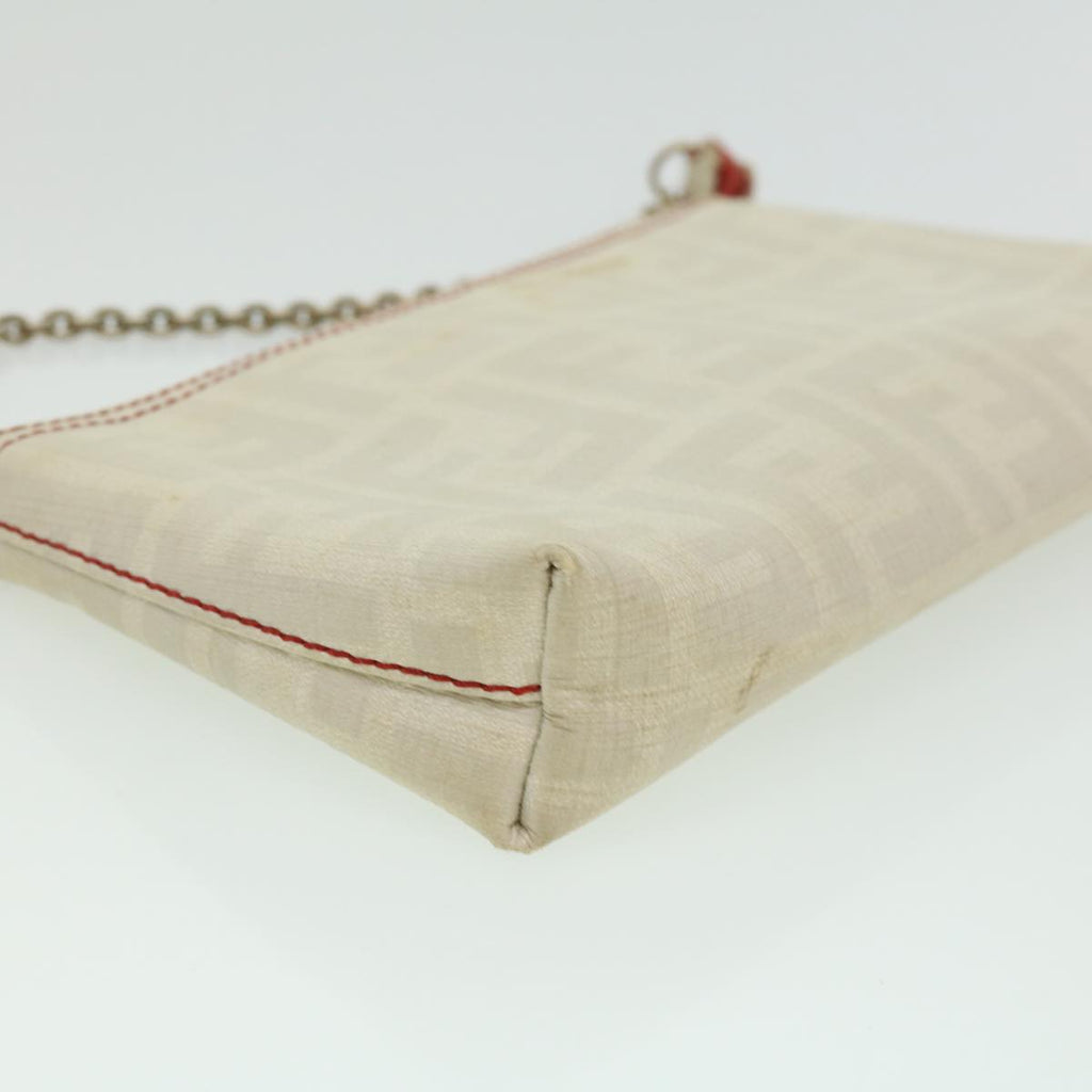 FENDI Zucca Canvas Chain Pouch White rd2884