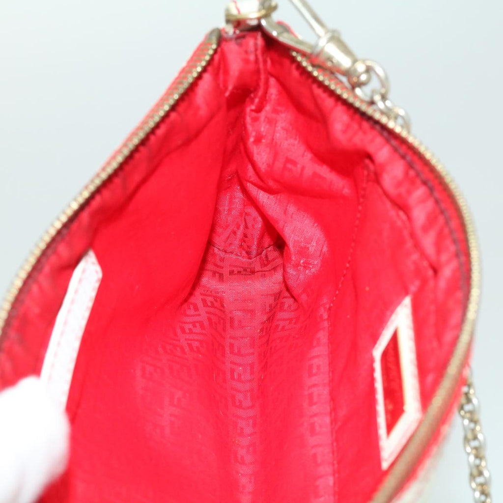 FENDI Zucca Canvas Chain Pouch White rd2884