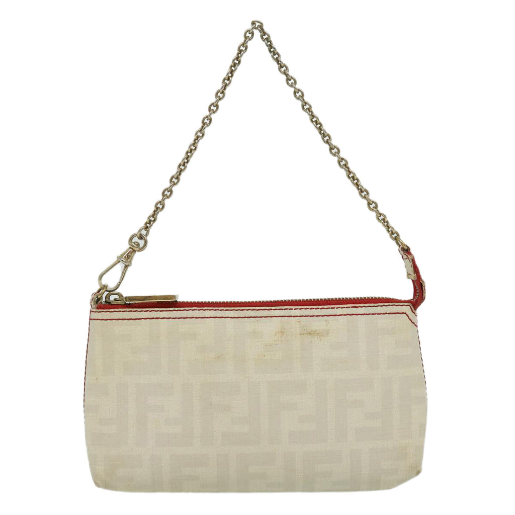 FENDI Zucca Canvas Chain Pouch White rd2884