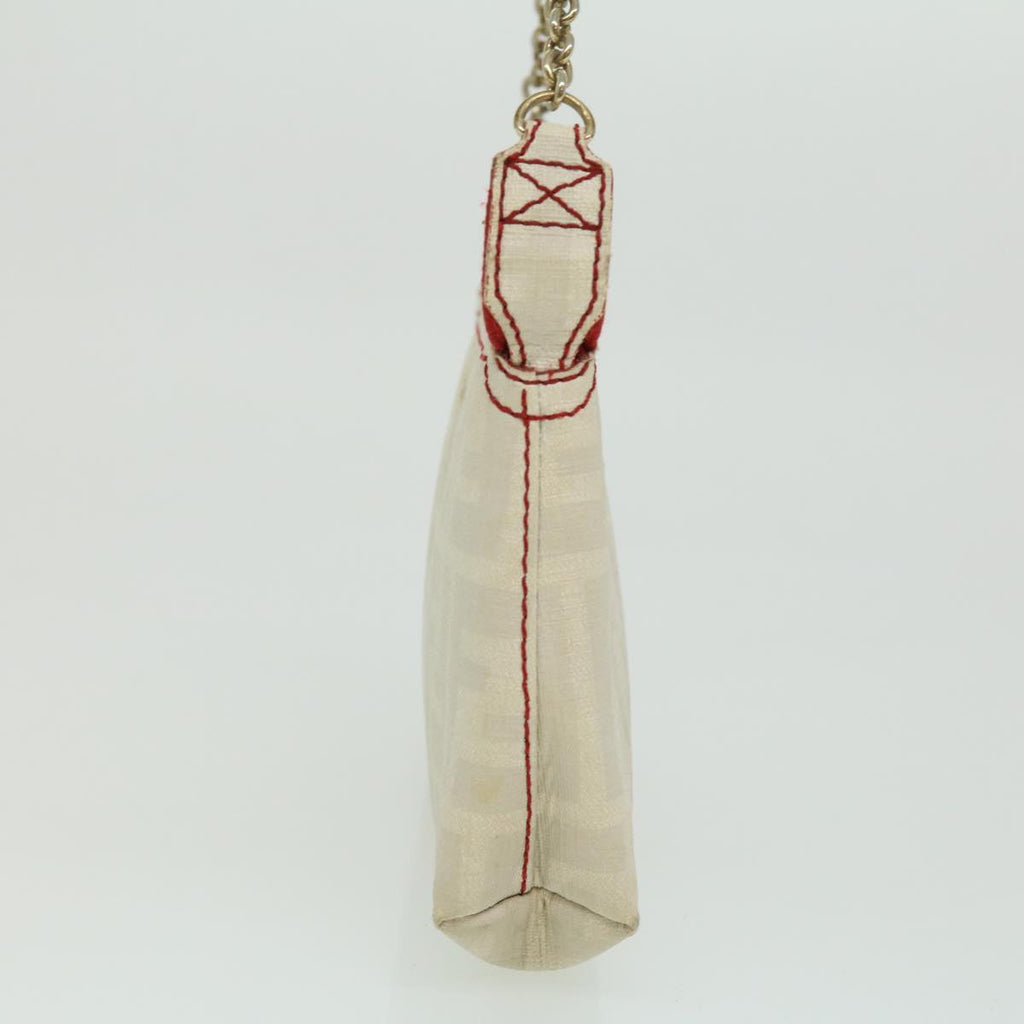 FENDI Zucca Canvas Chain Pouch White rd2884