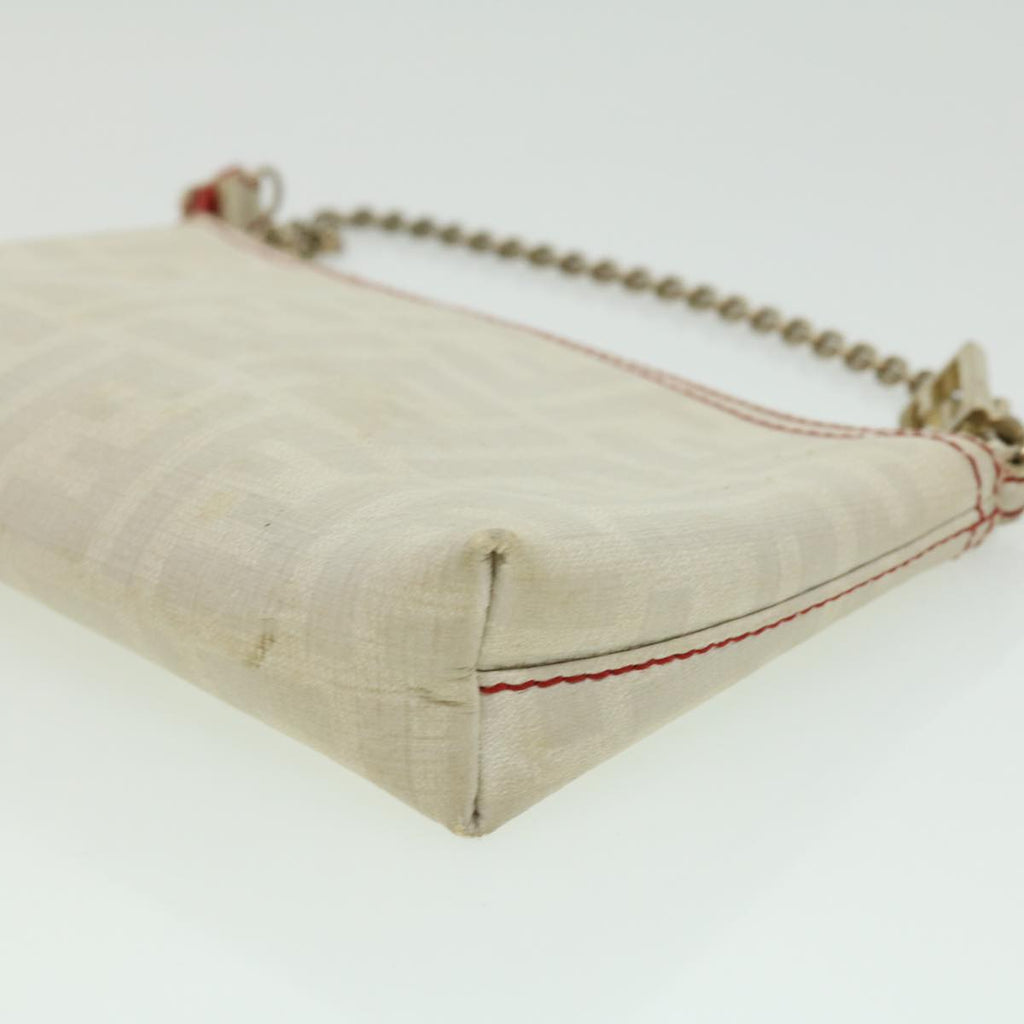 FENDI Zucca Canvas Chain Pouch White rd2884