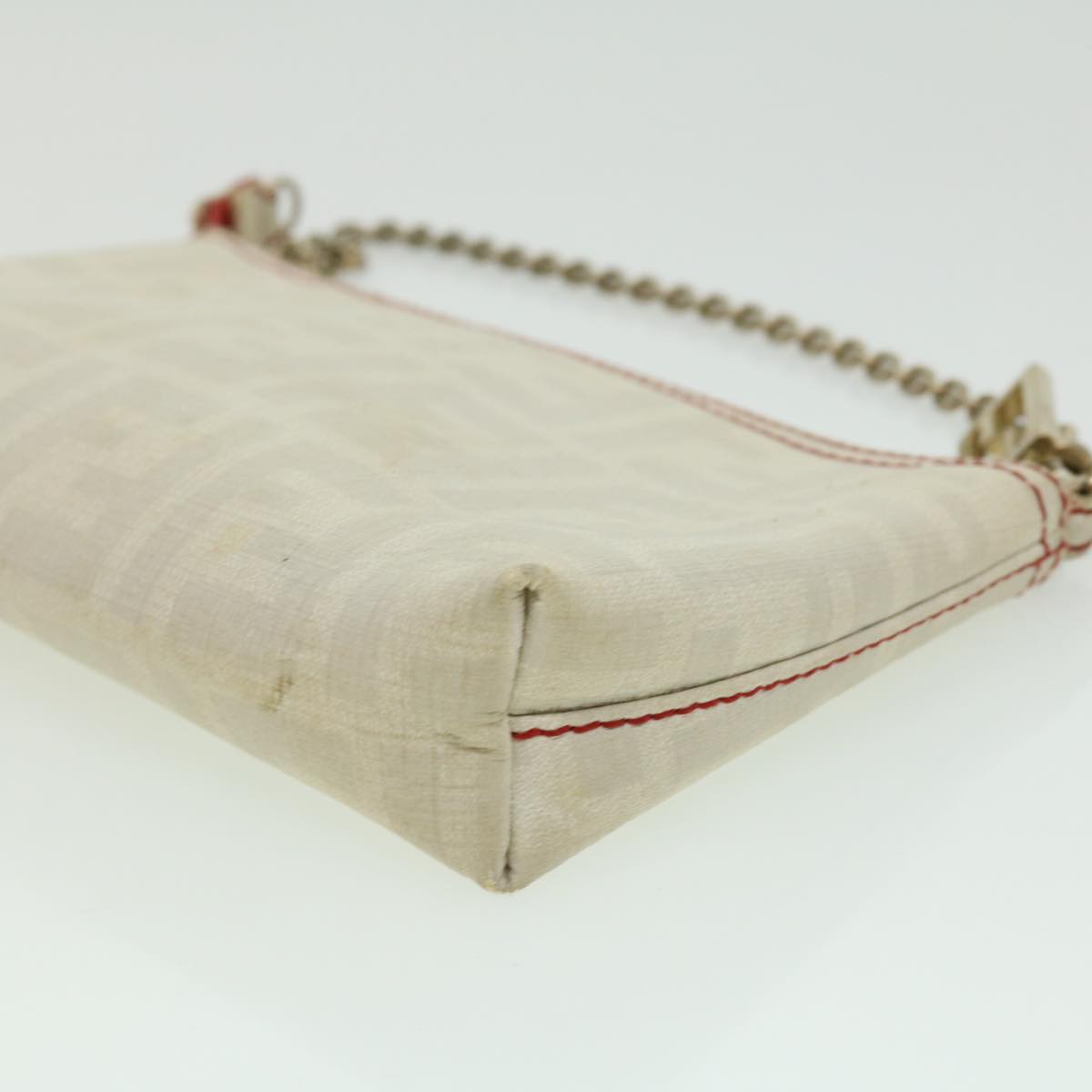 FENDI Zucca Canvas Chain Pouch White rd2884