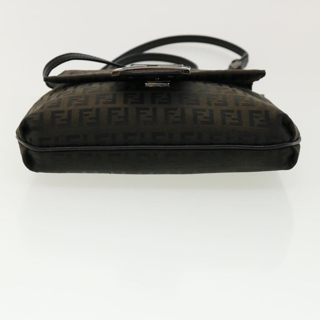 FENDI Zucchino Canvas Shoulder Bag Brown rd2894