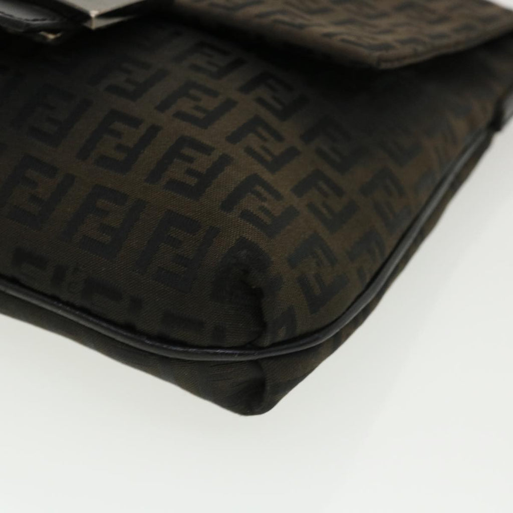 FENDI Zucchino Canvas Shoulder Bag Brown rd2894
