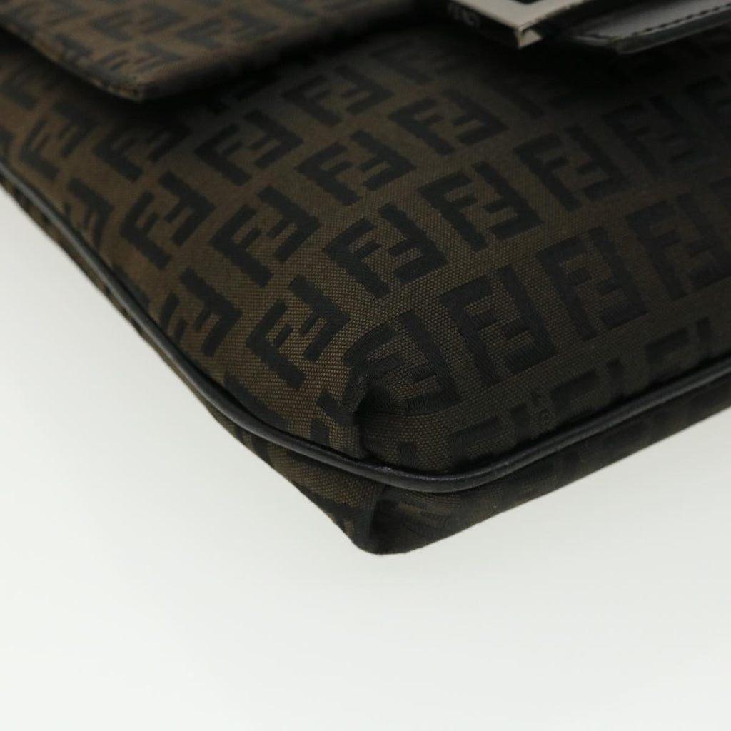 FENDI Zucchino Canvas Shoulder Bag Brown rd2894