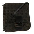 FENDI Zucchino Canvas Shoulder Bag Brown rd2894